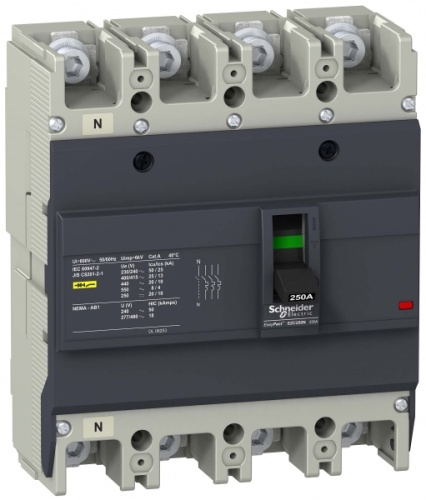 Автоматический выключатель EZC250 25 кА/415В 4П3Т 175 A | код. EZC250N4175 | Schneider Electric 